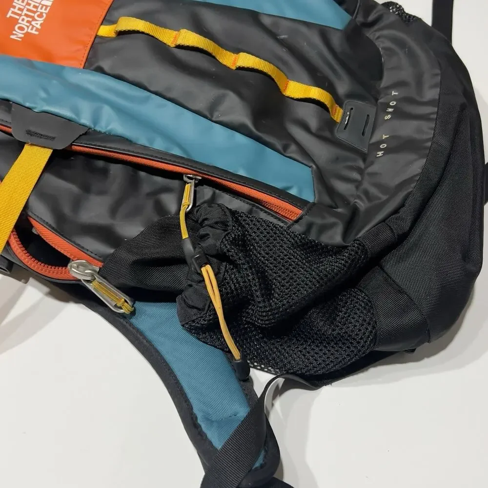 The North Face Hot Shot Chameleon Backpack Teal Orange Mesh Pocket Daypack